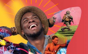 a man wearing a colorful t-shirt