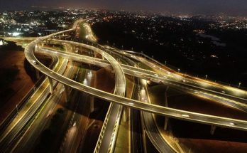 A highway at night