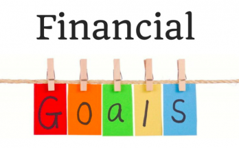a colorful banner with the words financial goals