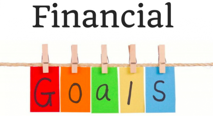a colorful banner with the words financial goals