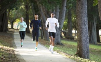 people running in a park