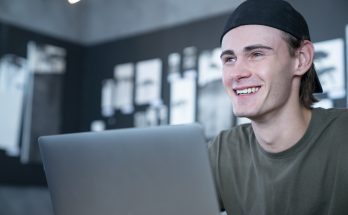a student using a laptop