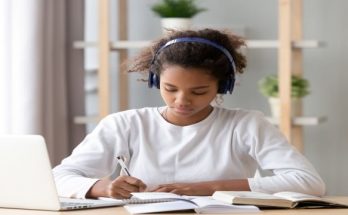 a student wearing headphones