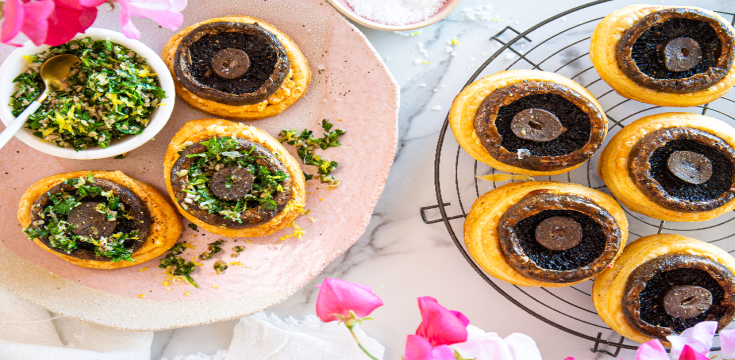 Portabello Tartlets With Sunflower Seed Salsa