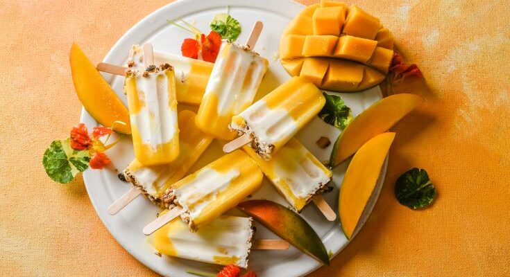 Mango Yoghurt Muesli Popsicles